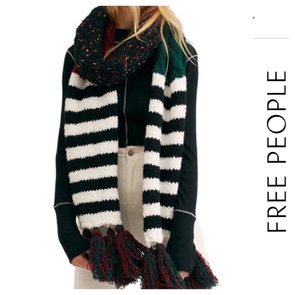 Free People Accessories - FREE PEOPLE Nova Striped Wool-Blend Tassel Scarf NWT